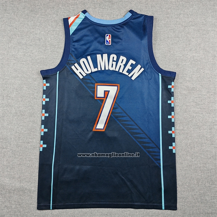 Maglia Oklahoma City Thunder Chet Holmgren No 7 Citta 2025-26 Blu